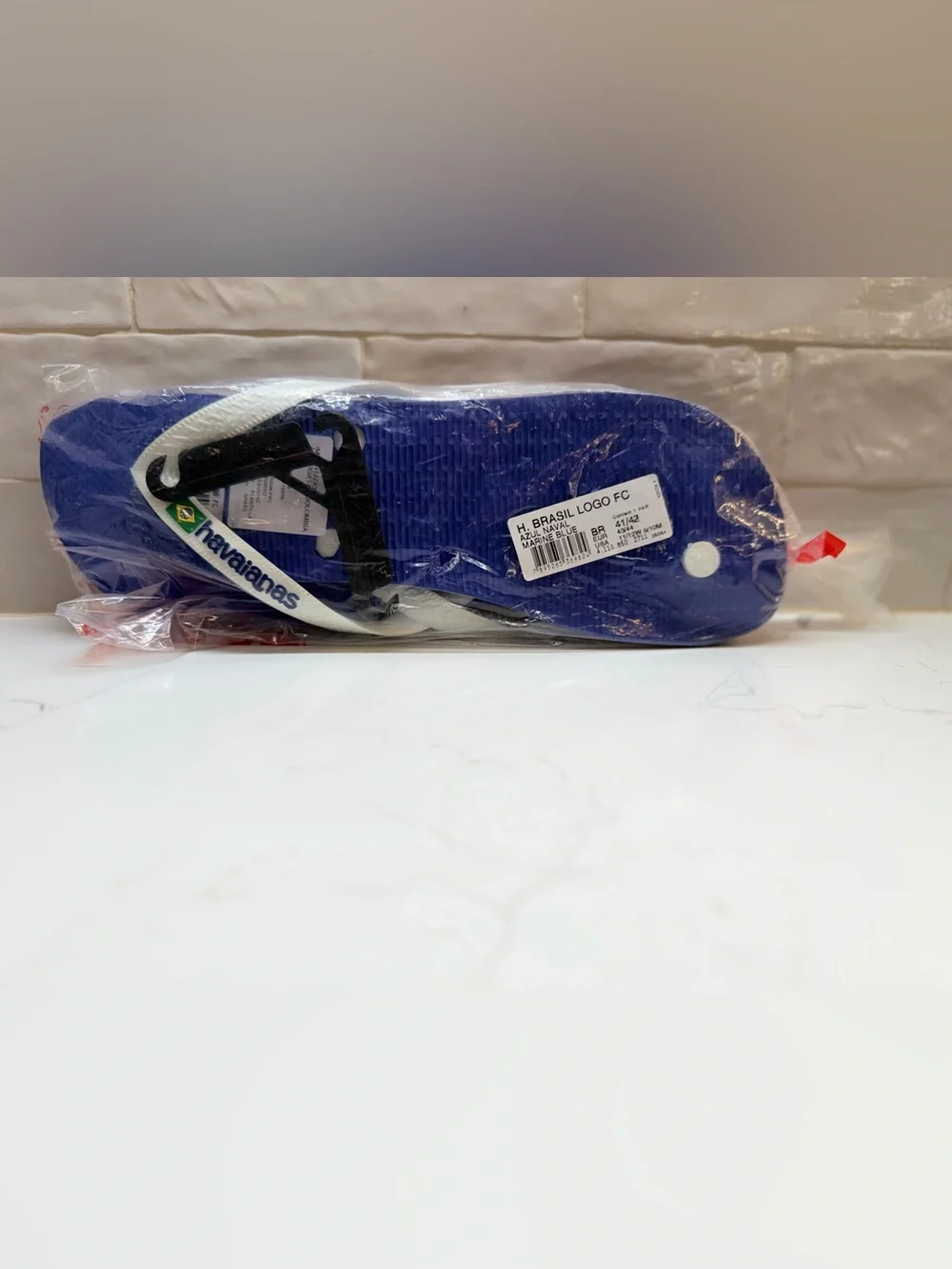 🩴 Havaianas Brasil Logo Marine Blue Flip Flops Men’s 9/10 NWT - Picture 6 of 7